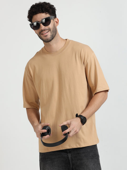 Mens Solid Oversized T Shirt  -  Crew Neck
